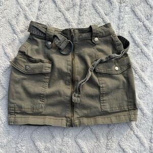 Army Green Cargo Skirt
